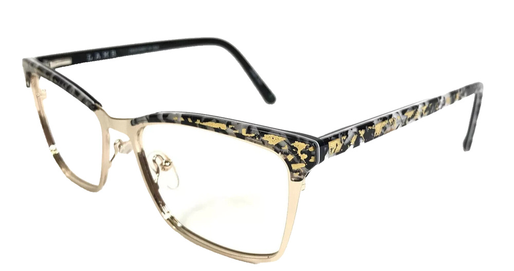L.A.M.B. LAUF085 GLD GOLD BLACK EYEGLASSES FRAMES 51-17-145 AUTHENTIC